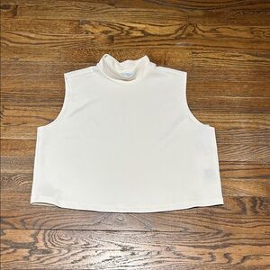 FLX Soft Sleeveless Cream Turtleneck Top Oversized Crop